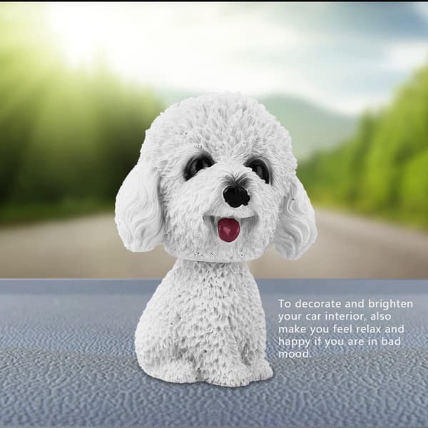 Simulering Ristende Hode Hund Dekor Bobble Head Leketøy Bil Interiør Dashbord Ornament (Hvit)