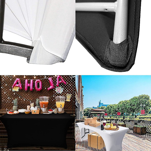 Stretchbar 6ft duk för rektangulära bord - Öppen baksida, monterad spandex uteplatsöverdrag - Perfekt för bröllop, fester, kök och skönhetsevenemang