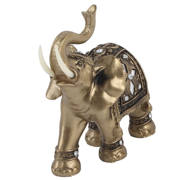 Gullfarget Elegant Elefant Statue Ornament Figur Hjemmekontor Dekor Gave (M)