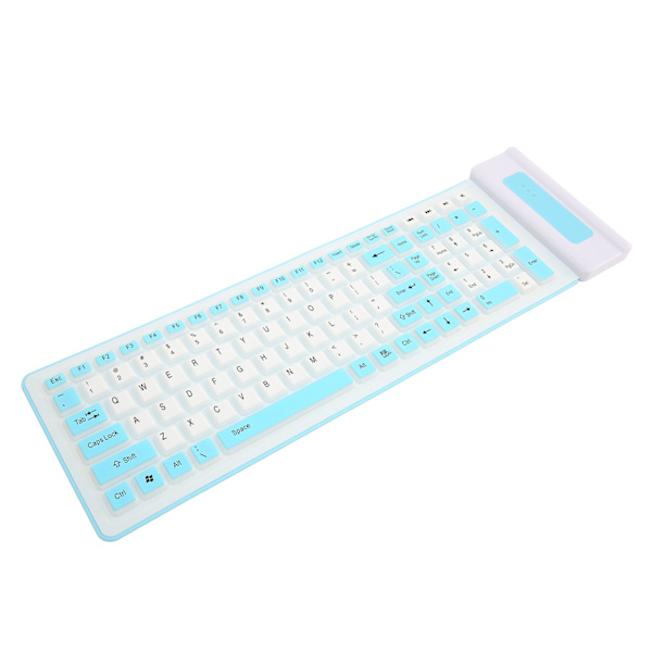 Silikontastatur 107 taster Vanntett Støvtett Folding To farger 2.4G Trådløs USB Myk Silikon Stille Tastatur
