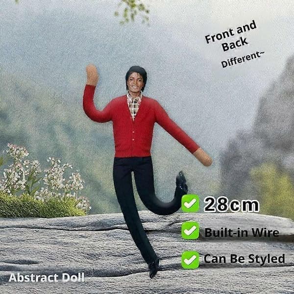 Funny MJ Michael Jackson Böjbar Posebar Plysch Abstrakt Docka Fan Present-28cm Red