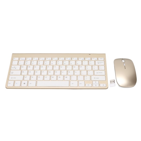 Tangentbord Mus Set 2.4G trådlöst 78 nycklar USB Tunna Etsade Keycaps Ergonomi Mute Button Datortangentbord Mus Guld