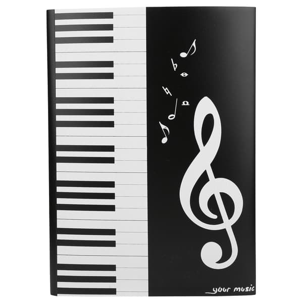 Notemappe A4-størrelse 4 sider Musikk-tema Pianonotemappe for pianist