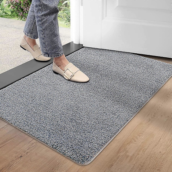 Sisääntulo Matto Sisätiloihin, Liukumaton Ovimatto | Konepestävä | Erittäin Imukykyinen ja Kestävä | Sisä- tai Ulkokäyttöön | Etuoven Matto - 50 x 80cm, Harmaa/Sininen