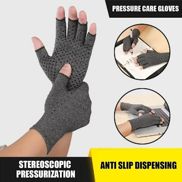 Arthritis Kompressionshandsker med Halvfinger, Åndbare og Skridsikre (M)