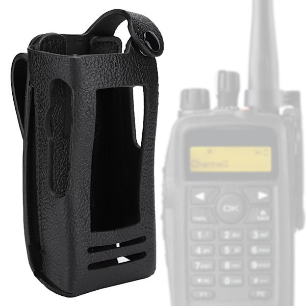 Walkie-Talkie Hard Leather Case Cover med bagklip + nylon skulderrem til Motorola P8268