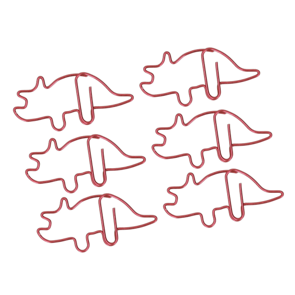 Røde Triceratops-formede papirclips (100 stk)