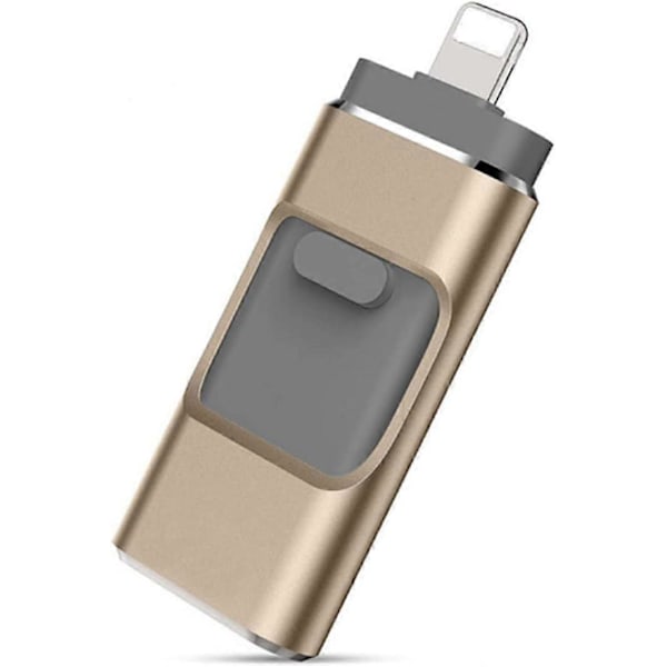 USB 3.0 -muistitikku - Ulkoinen muisti - iPhone, iPad -laitteille - 64 Gt - Yhteensopiva kaikkien PC/Pad/Android-puhelinmallien kanssa - Kulta