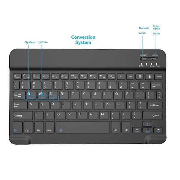 Tastatur for Tablet PC Tablet Spilltilbehør Svart