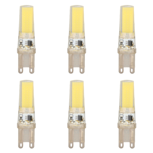 6st G9 LED-lampa COB Dimbar Professionell G9 LED-lampa Byte för vägglampor Bordslampor 220V vitt ljus