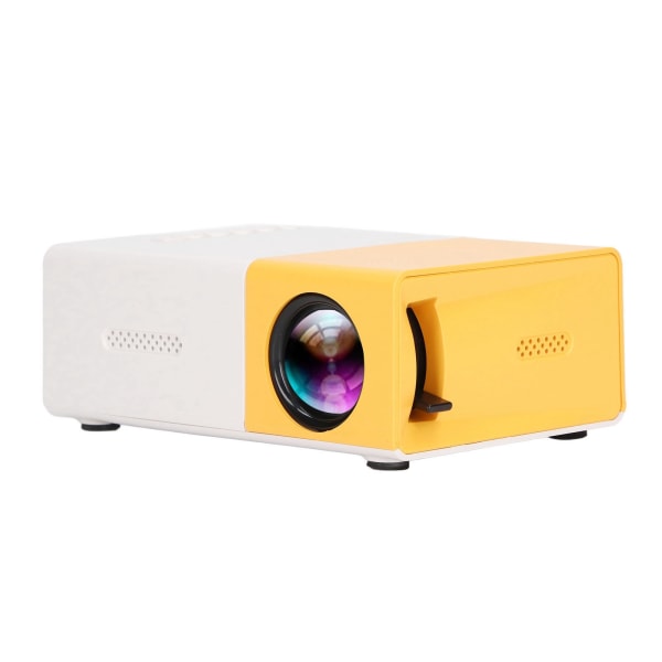 Miniprojektor 1080p Diffus Reflection Imaging Support 23 språk HD-projektor med høyttalere Gul 100‑240V EU-plugg