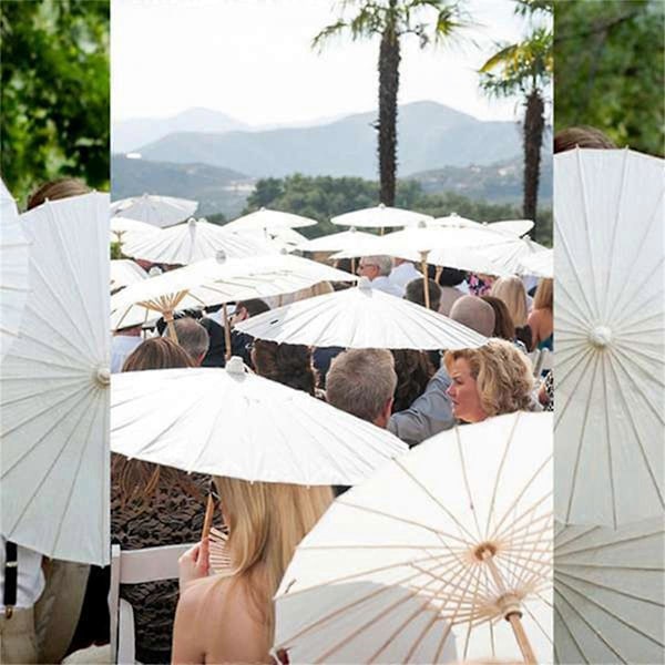8 stk. Papirparasol Bryllupsparaply Festfavor 60 cm Bambusparaplyer
