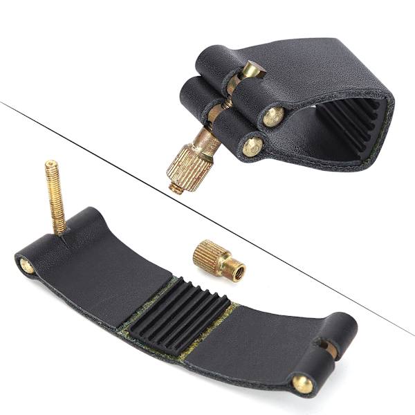 Saxofon Ligatur Sort PU Læder Metal Holdbar Musikinstrument Tilbehør C65 Alt