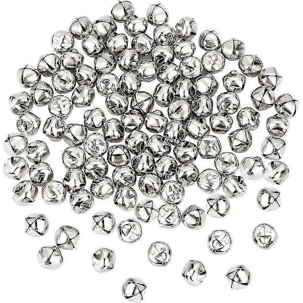 100 st Julbjällror, Metallhantverksbjällror i bulk, för juldekoration DIY Smyckestillverkning - Silver - 6mm_SZXM