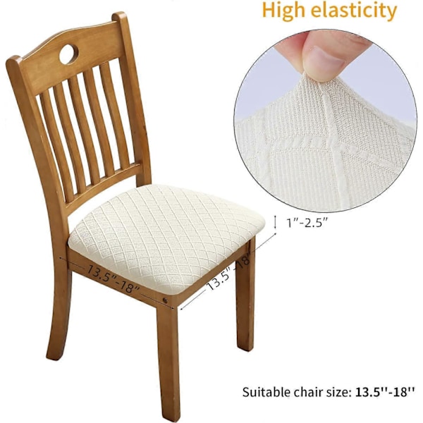 6 kpl Joustavat Jacquard-tuolinpäälliset, irrotettavat pestävät pölytiiviit ruokatuolin istuintyynyn päälliset (6, beige)