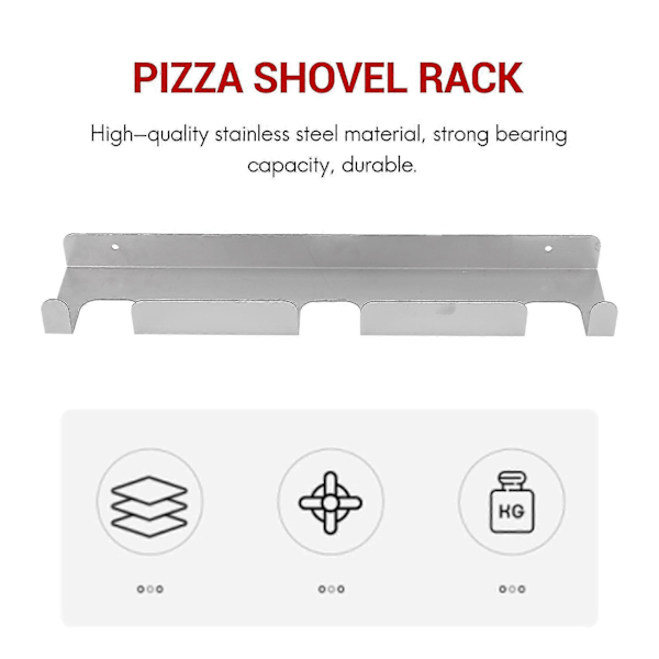 Pizzaspade Väggställ Borstat Rostfritt Stål Pizzaspade Rack Väggmonterad Hängare Kraftig Pizza Zekai