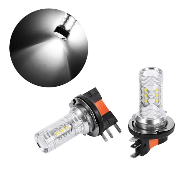 2 stk/1 par hvite 80W H15 LED-pærer billys lampe frontlykter