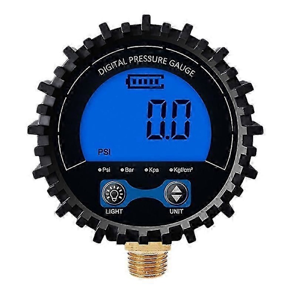 Däcktrycksmätare Digital Däcktestare Display Lufttryck Manometer Snabbkoppling Koppling Gänga