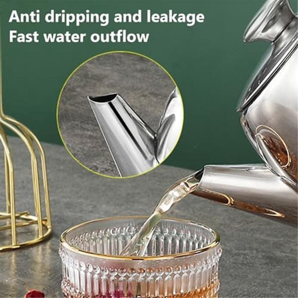 Rostfri Tekanna 590 ml Spillfri Metalltekanna Med Kort Rak Pip Kallvattenkanna Kaffepanna Tekanna-B3