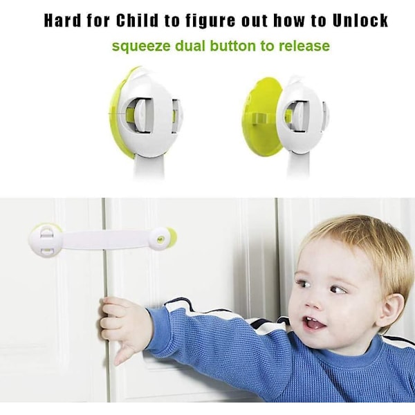 Lapsilukot - 10 pakkausta - Helppo asennus - Suojaa keittiön kaapit, laatikot, kodinkoneet, kaapit, jääkaappi, uuni, roskakori