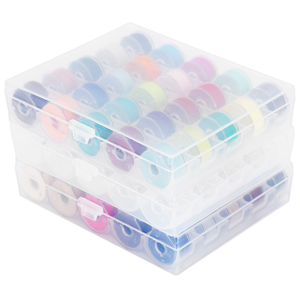 Spolset Tråd Transparent Box Assorterad Färg Förspolning Sytråd Broderinål Tejp