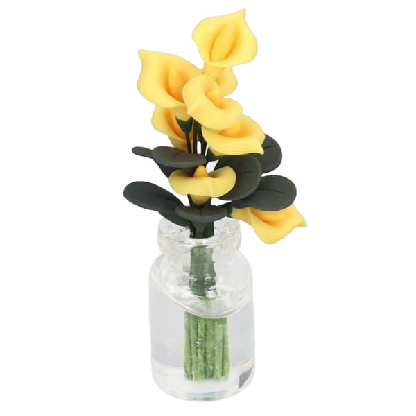 1:12 Dockhusblomma Levande Elegant Miniatyrblomma med Glasflaska Hantverksdekoration Barnpresent