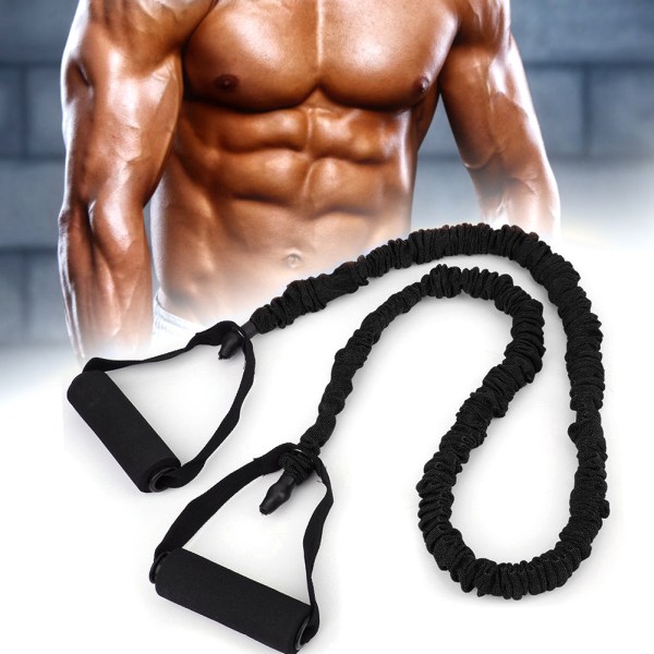 Slisset trekktau Fitness Anti Break innendørs elastisk belte Yoga Power Training Motstandsbånd (svart(30lb))