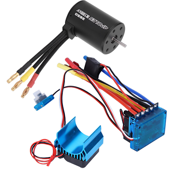 3650 Motor 3100Kv Borstlös ESC Kylfläns Set för 1/10 RC Bilmodell Tillbehör(80A )