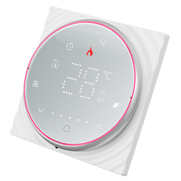 Smart termostat 1 vecka programmerbar LED-display infälld rektangulär bas digital termostat AC95-240V för pannvärmesystem vit
