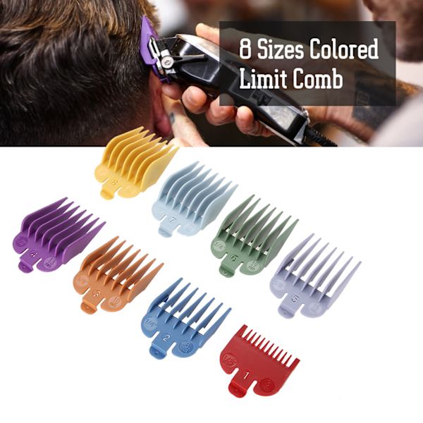 8 Størrelser Farvet Limit Kam Hårklipper Haircut Guide Vedhæftning Størrelse Kam