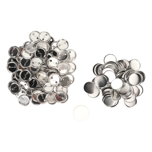 100 Set Pin Back Button Delar Robust Metall Plast Rostfri utjämningsknapp Tillbehör för Badge DIY 44MM
