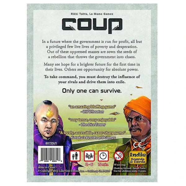 Anti Utopia Universe Shakkilauta ja Card Coup -perhekorttipeli
