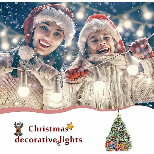 DIY Konstgjord Julgran med LED-lampor, Julgransprydnader Diamantmålning, Juldekorationslampor, Jultomte, Älg, Jul St