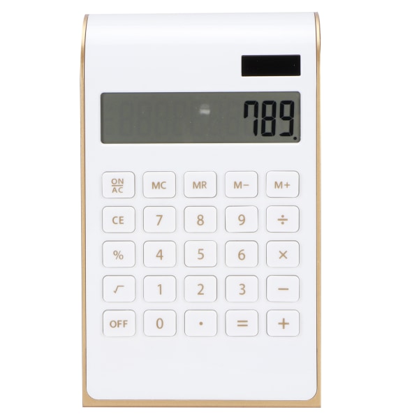 Bærbar 10-sifret kalkulator Ultratynn solenergikalkulator for hjemmekontor Business LCD DisplayWhite