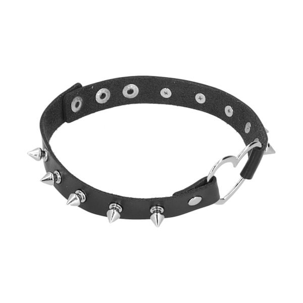 Halsband i PU-läder och legering, justerbart, hjärtformat dekoration, nitar, halsband, smycke, accessoar, svart