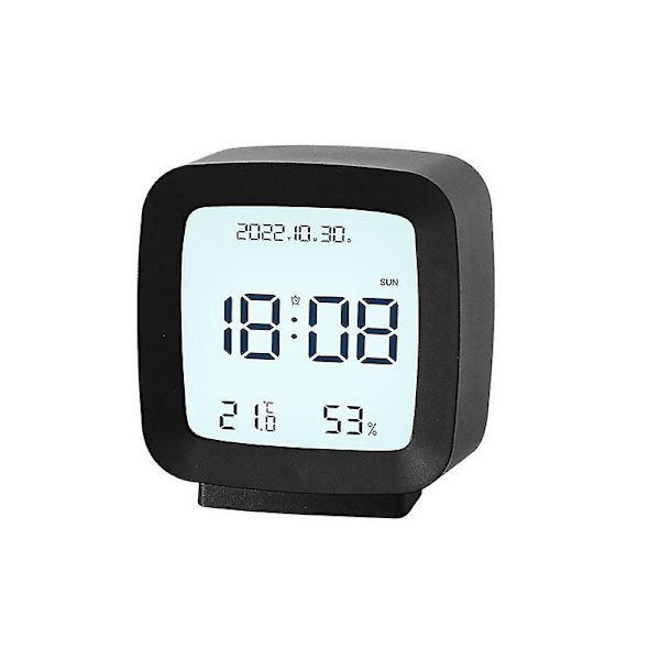 Trådløs Opladning FM Radio Vækkeur med Bluetooth Højttaler, Hurtig Opladning, Foldbar Stativ, USB Oplader, Justerbar LED Glød - Sort