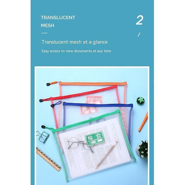 Nylon Mesh Lynlåspose - Transparent Mappe, Blyantsæske, Dokumentmappe | Kontorartikler Opbevaring