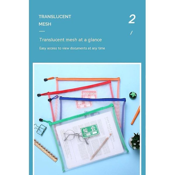 Nylonnät-Dragkedjeväskor - Transparenta Filmappar, Pennfodral, Dokumentorganisatör | Kontorsmaterialförvaring
