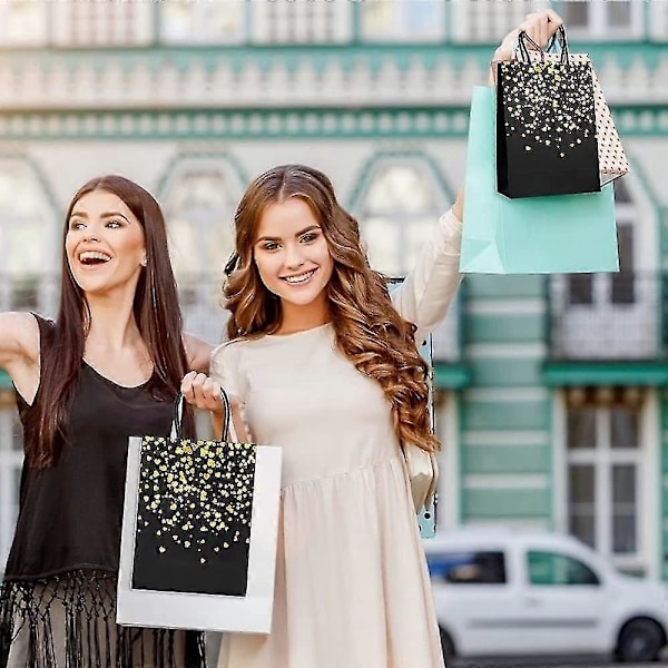 12 Stycken Papperspåsar, Presentpåsar, Presentpåse, Kraftpapperspåse, Kraft Bronzing Presentpåse, Kraftpåse Med Gyllene Hjärtmönster, För Födelsedag, Bröllop
