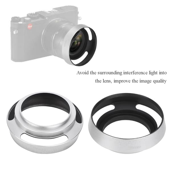 2 stk. hul udformet objektivhætte i aluminiumslegering 39 mm til Leica-kamera, sølv