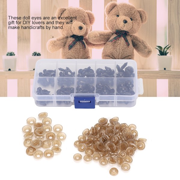 100 st DIY dockögon helt svarta handgjorda material hantverk pedagogiska leksaksparts plast 6-12 mm