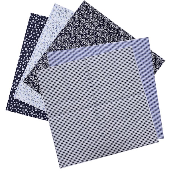 2 Set Bomullstyg Slättväv Trycktyg DIY Sömnad Quiltning PatchWork 5 Färger 50x50cm (Mörkblå)