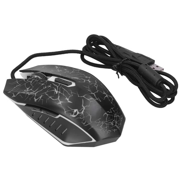Mus med ledning, farverig glødende gaming USB Ultra præcision internet computertilbehør (sort)