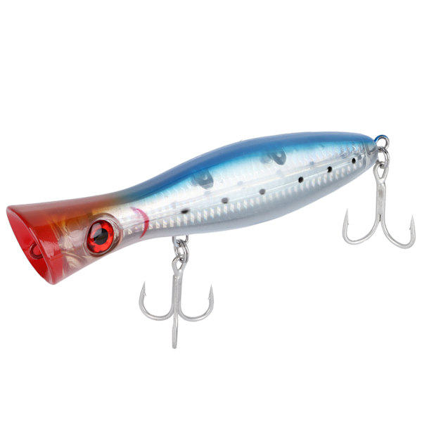 1 st saltvattensfiskebeten artificiella popperbeten toppvatten fiskeutrustning tillbehör blå rygg