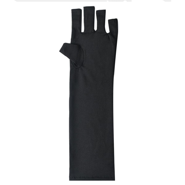 1 par Gel Manikyr Handskar Professionell Effektiv Förhindrar Solbränna Strålning UV Ljus Handskar för Manikyr Svart Lång