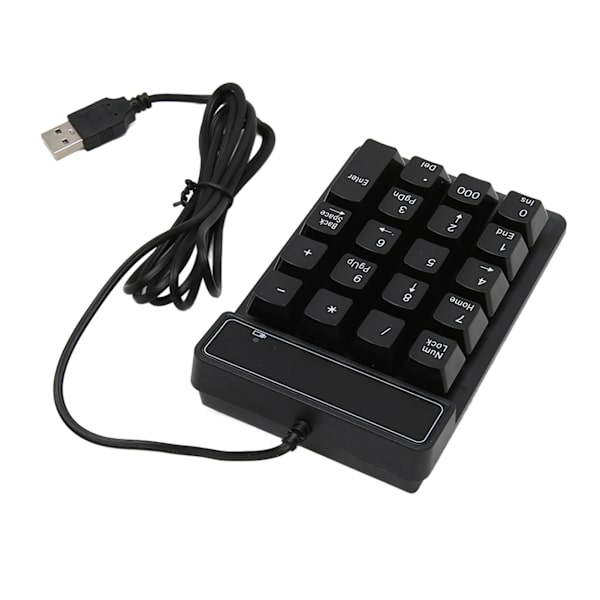 Trådbunden numerisk tangentbord Svart USB -anslutning 19 U-formade tangenter Plug and Play Kompakt numerisk tangentbord för bärbar dator Desktop