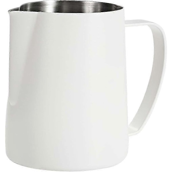 Melkeskumkanne, 600ml rustfritt stål espresso dampkanne, kaffe dampkanner melkekanne latte art, White_SZXM
