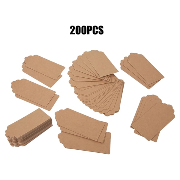 200 st Kraftpappersetikett Bröllop Förpackningsdekoration Klädhängande Etikett 4x9cm