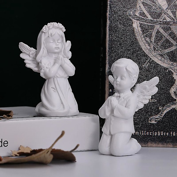 1 stk Dekorativ Bønnende Engel Harpiks Skulptur, Hjem Dekoration, Engel Figur (7*11cm)
