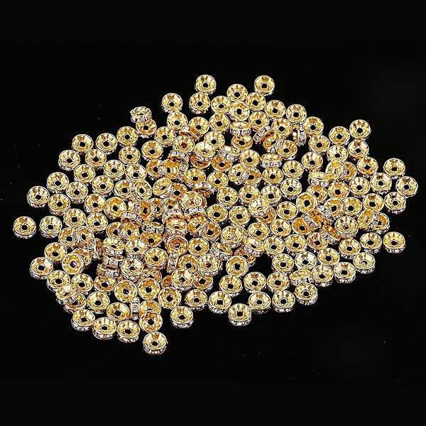 2 x 200 stk. 8 mm belagte rhinestone rondelle spacer perler til smykkefremstilling--